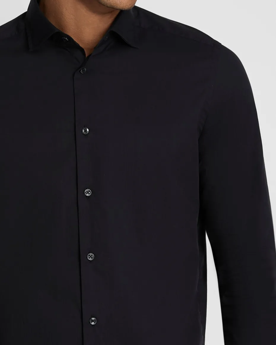 Long Sleeve Poplin Shirt in Black