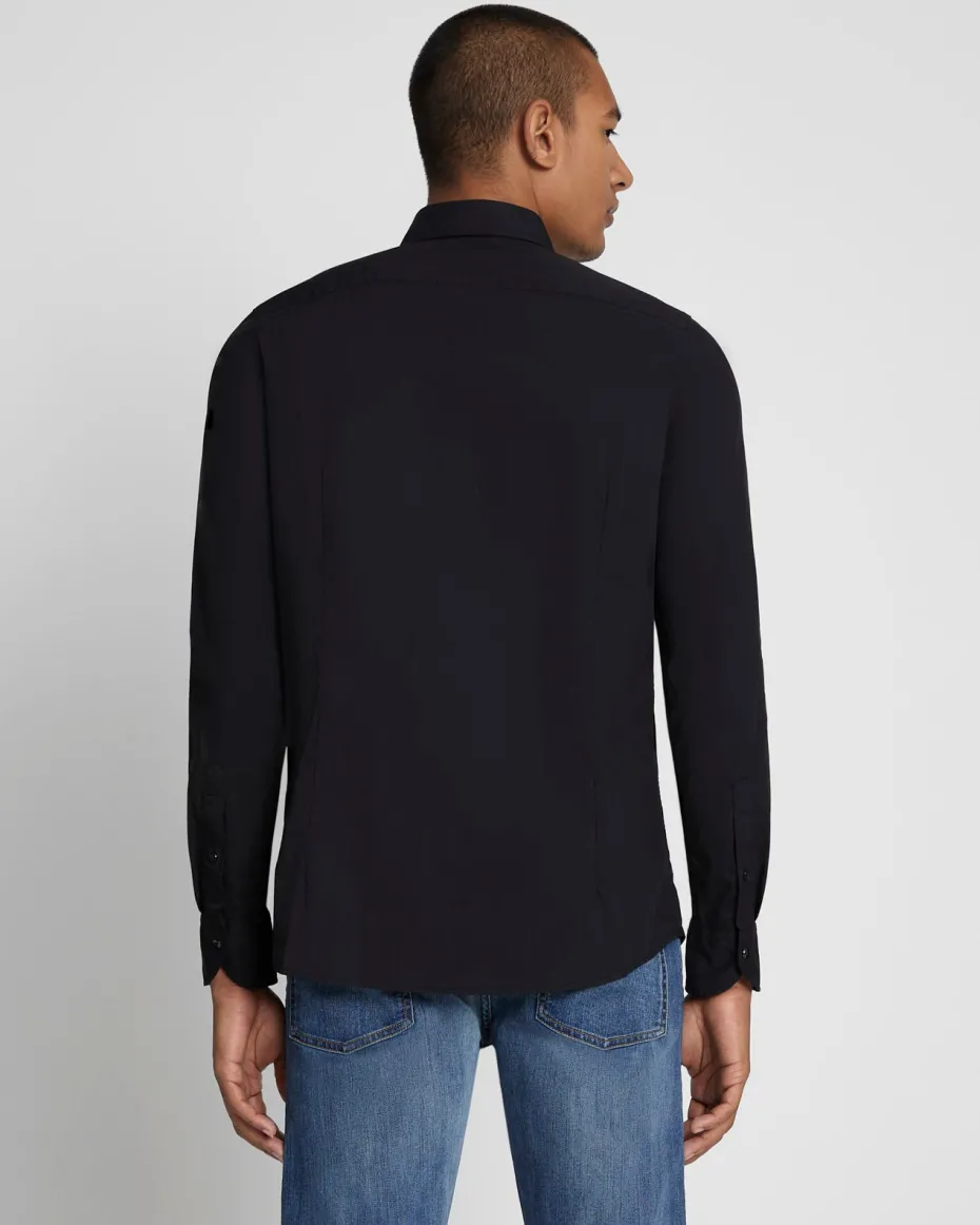 Long Sleeve Poplin Shirt in Black