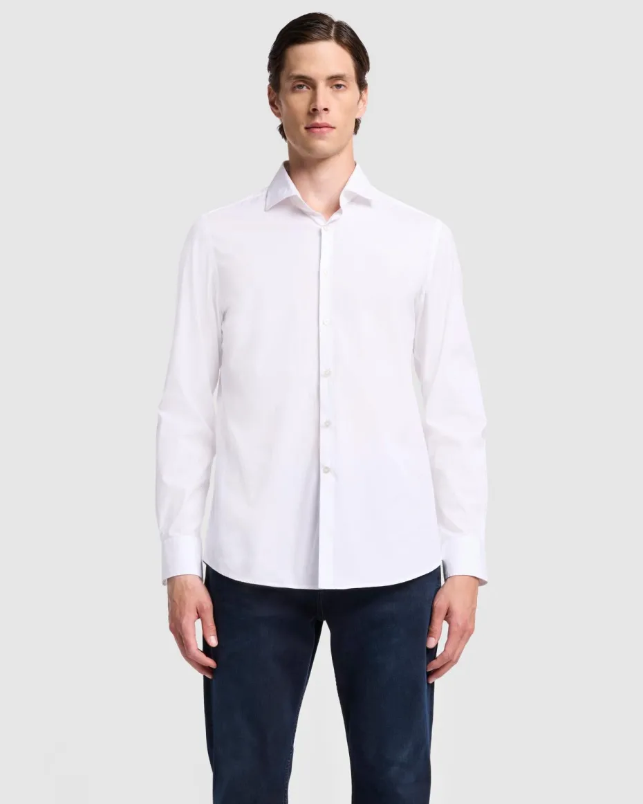Long Sleeve Poplin Shirt in White
