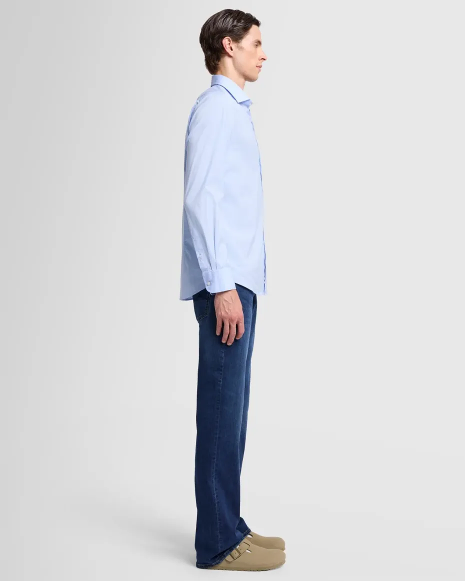 Long Sleeve Poplin Shirt in White