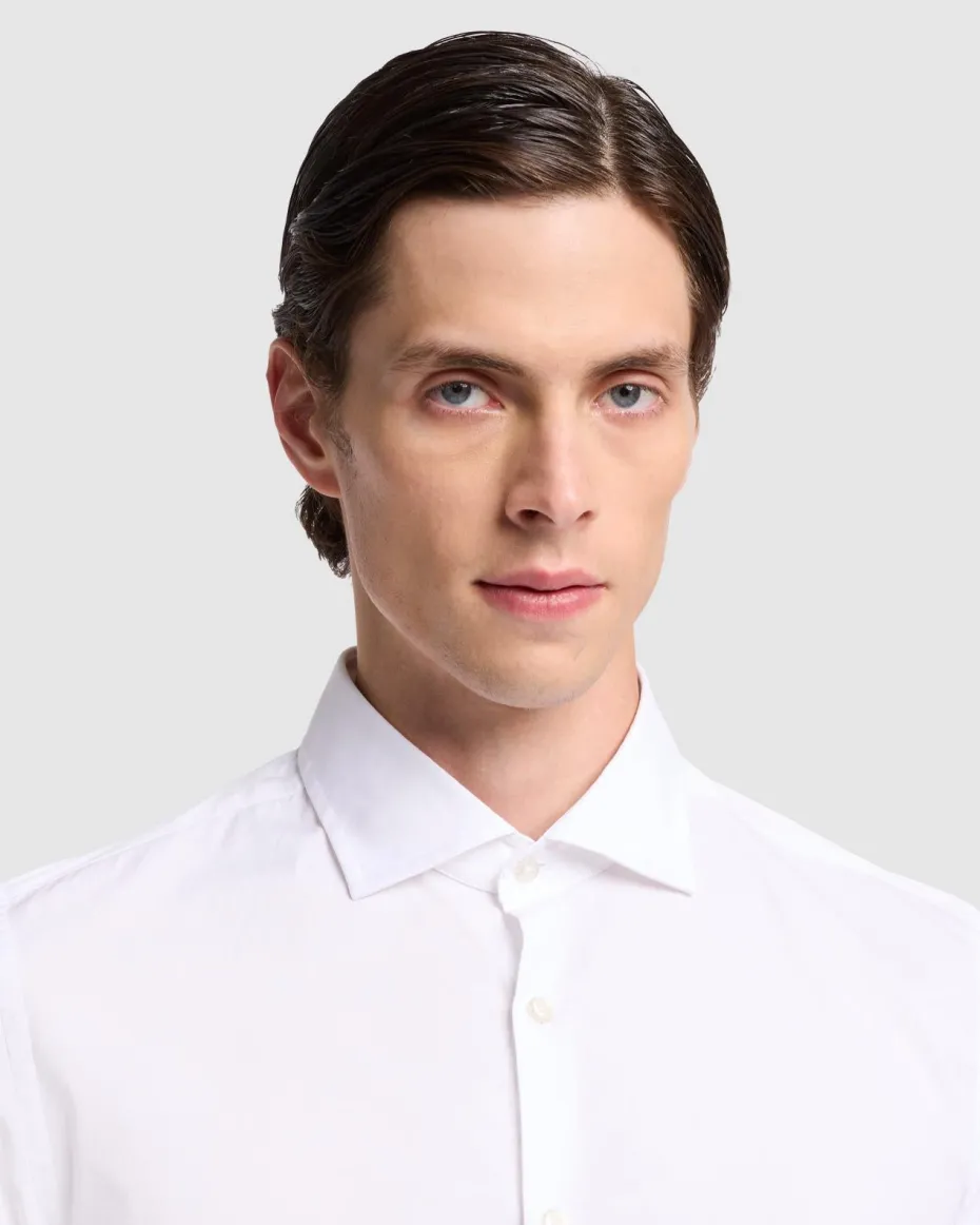 Long Sleeve Poplin Shirt in White