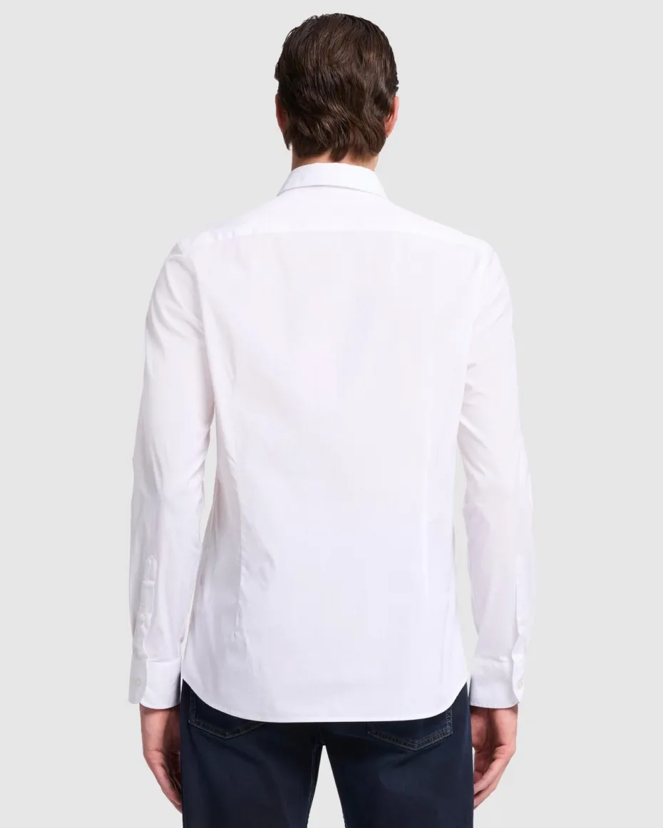 Long Sleeve Poplin Shirt in White
