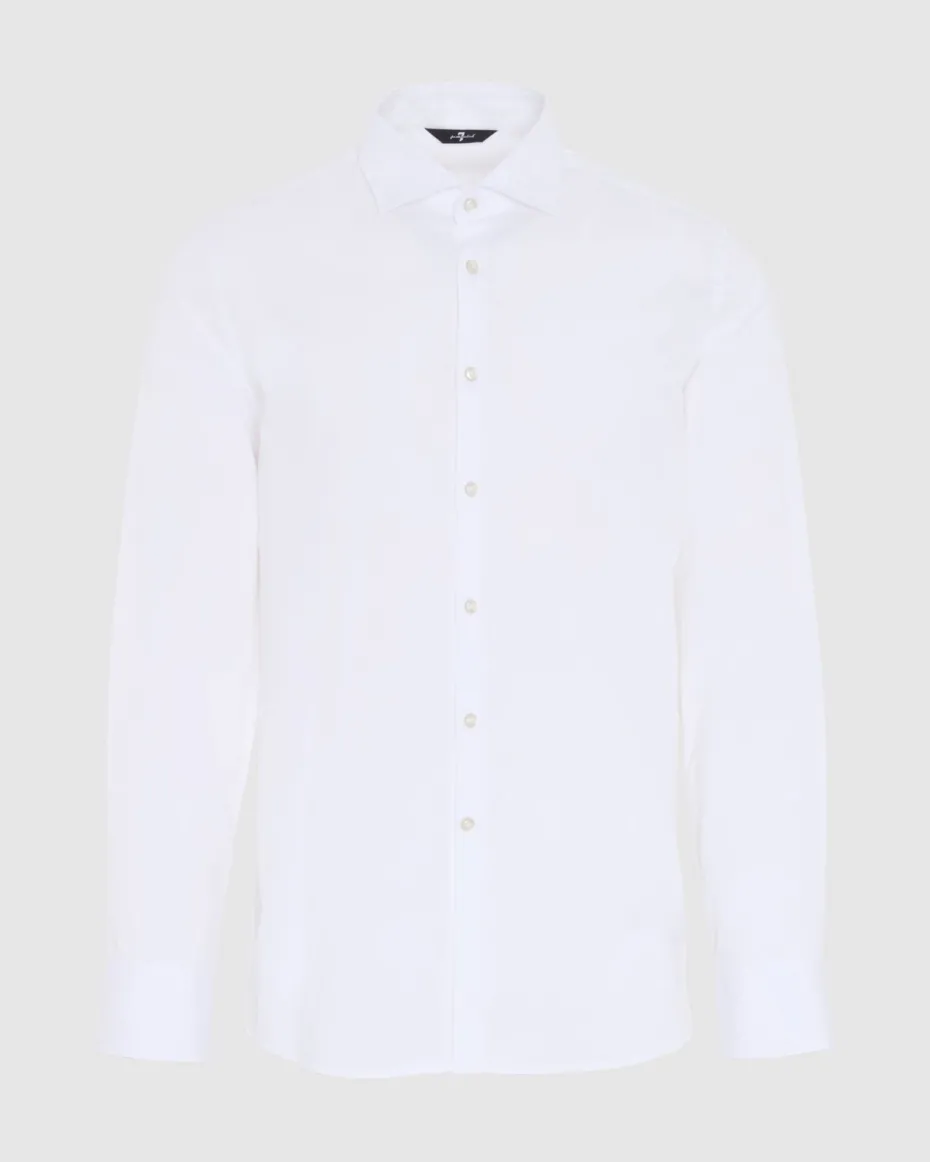 Long Sleeve Poplin Shirt in White