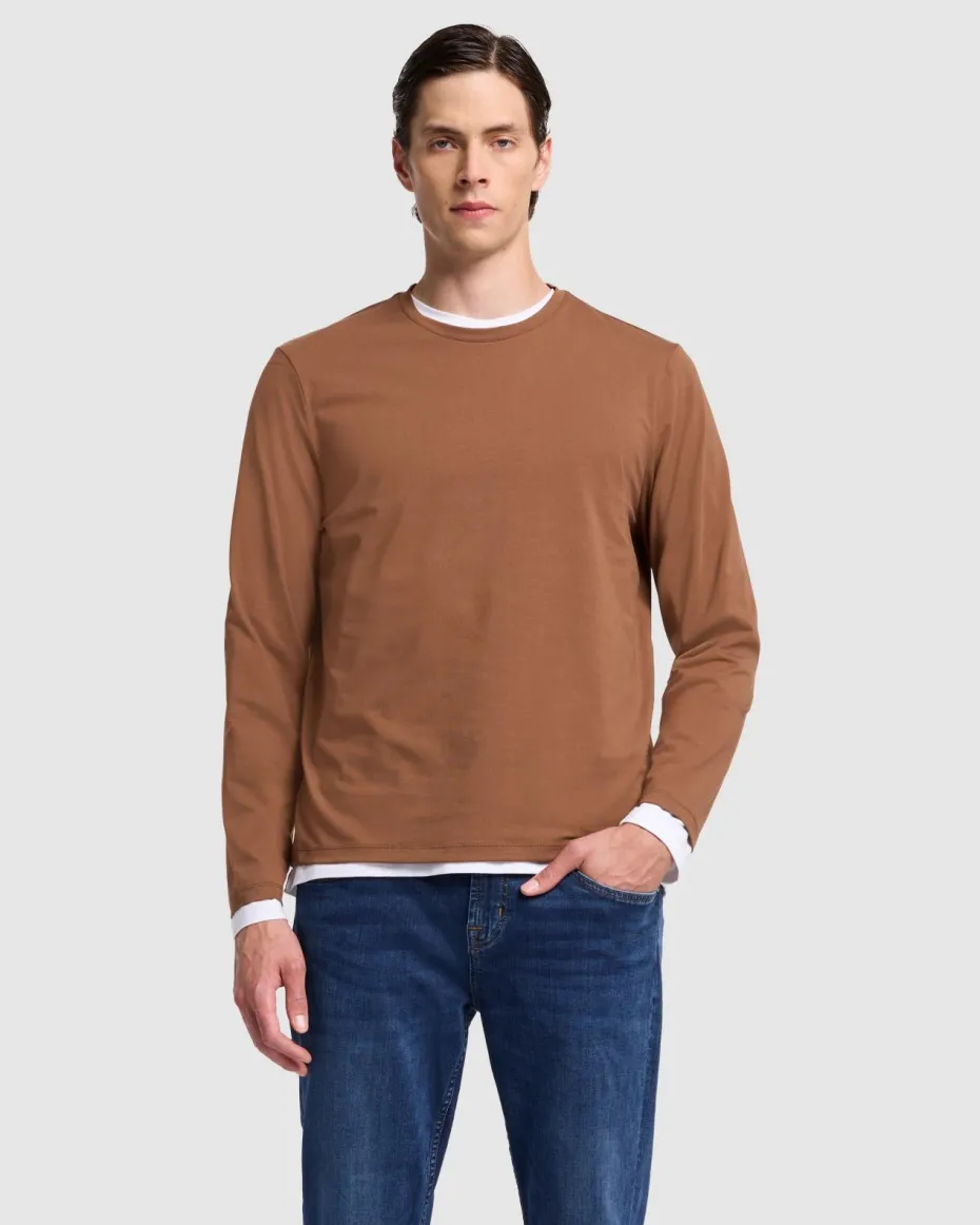 Luxe Performance Long Sleeve Tee in Nutshell