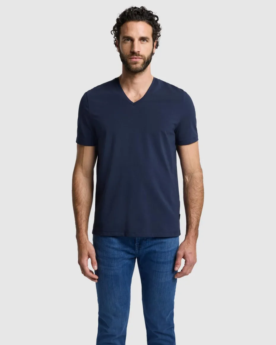 Luxe Performance V-Neck Tee in Seastar