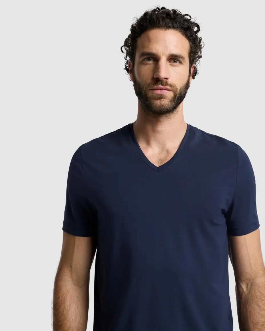 Luxe Performance V-Neck Tee in Seastar