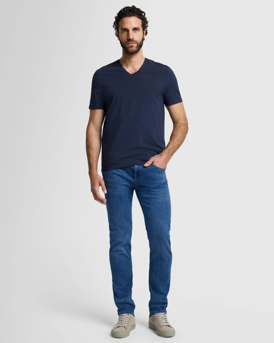 Luxe Performance V-Neck Tee in Seastar