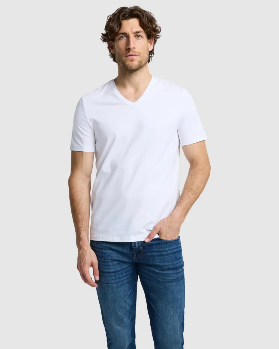 Luxe Performance V-Neck Tee in Seastar