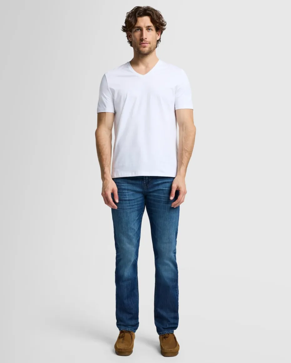 Luxe Performance V-Neck Tee in Seastar