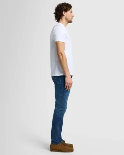 Luxe Performance V-Neck Tee in Seastar