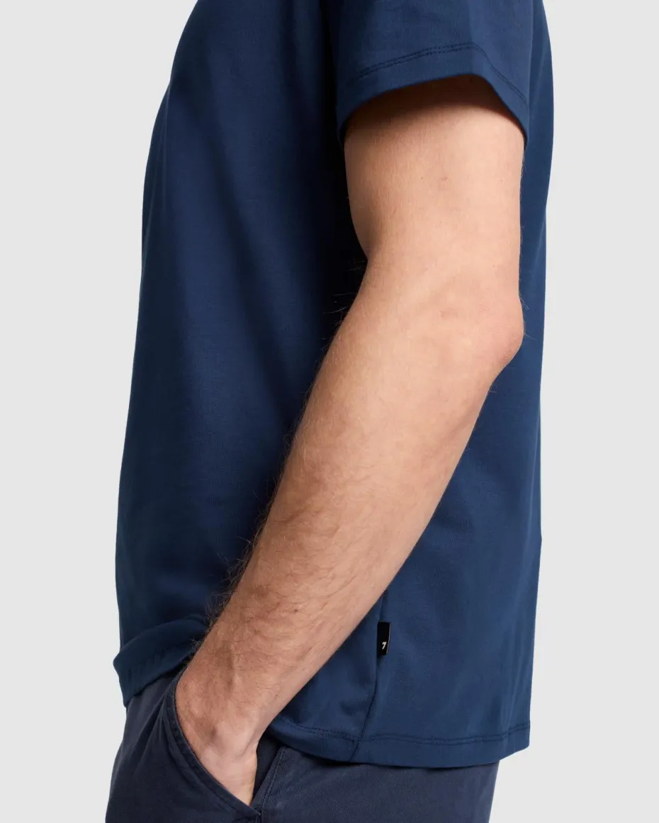 Luxe Performance V-Neck Tee in Seastar