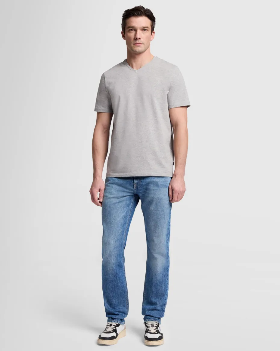 Luxe Performance V-Neck Tee in Grey Melange
