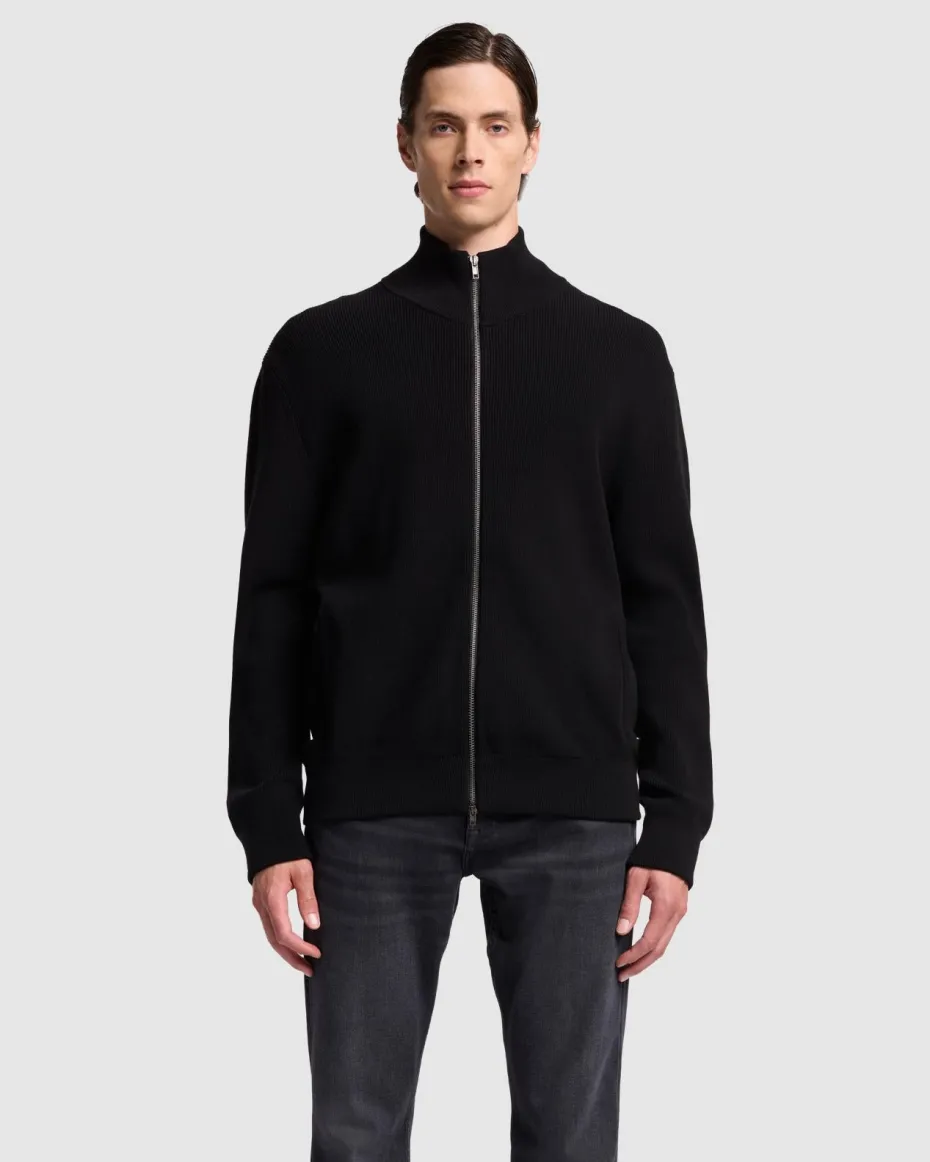 Luxe Performance Zip Sweater in Black