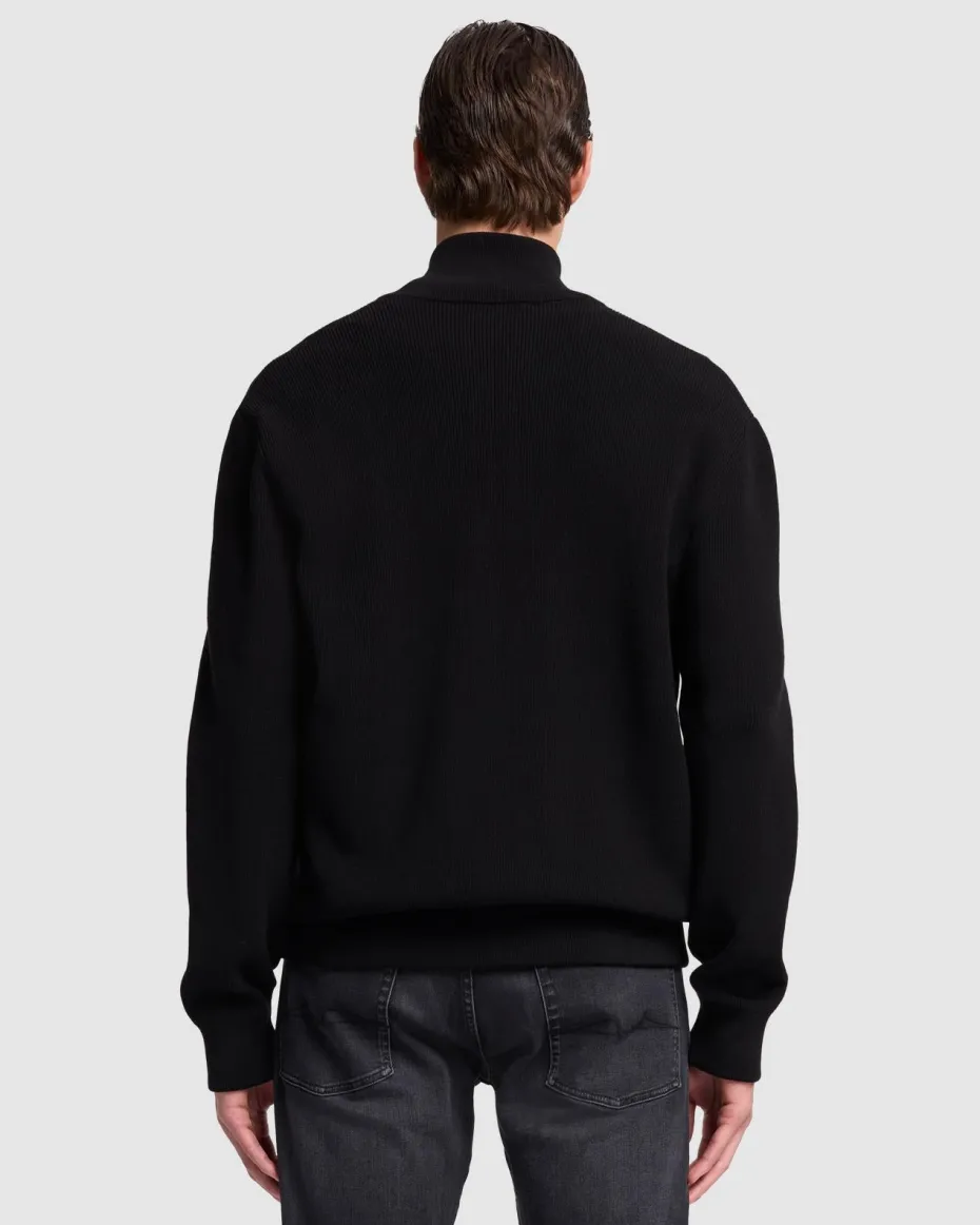 Luxe Performance Zip Sweater in Black