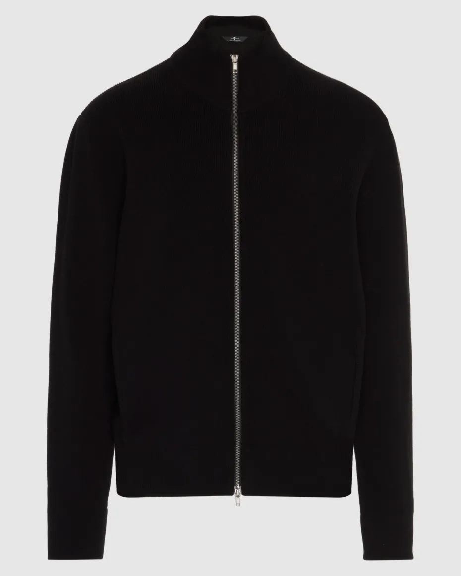 Luxe Performance Zip Sweater in Black