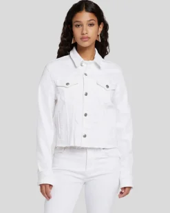 Luxe Vintage Classic Trucker With Cut Hem In Soleil