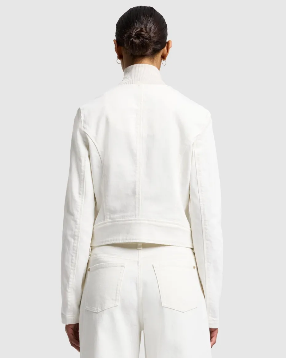 MANKIND Collarless Jacket in Vintage White