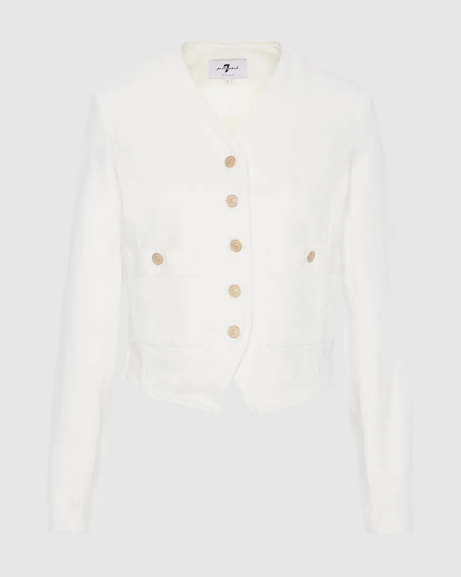 MANKIND Collarless Jacket in Vintage White