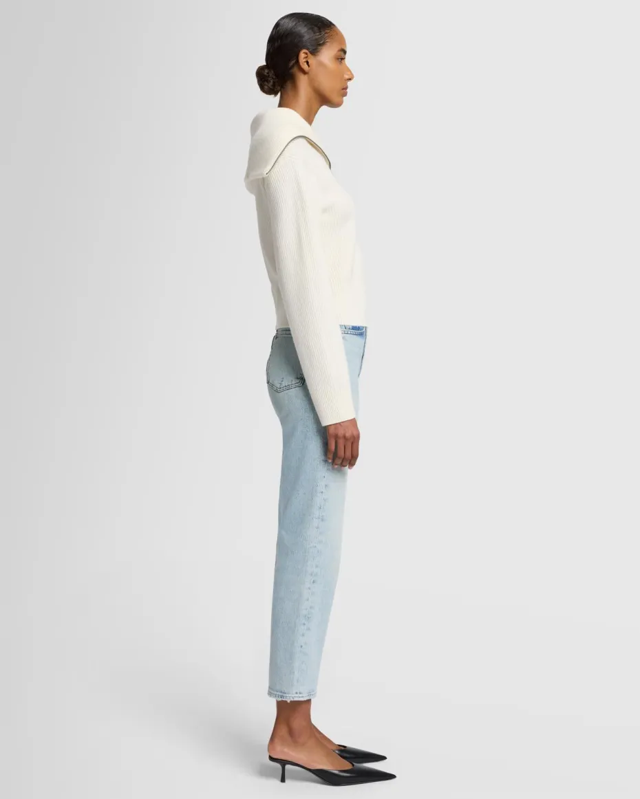 Merino Half Zip Sweater in Off White