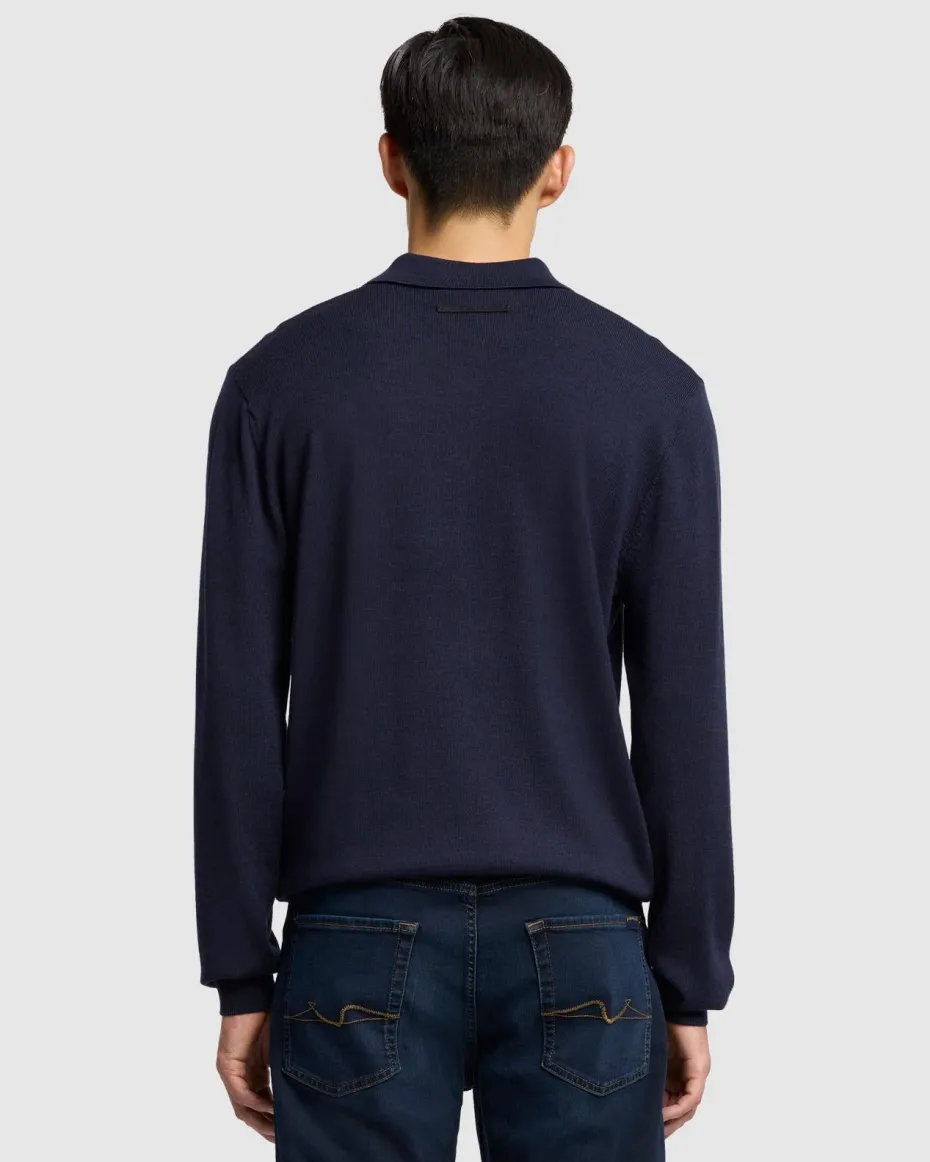 Merino Polo in Black