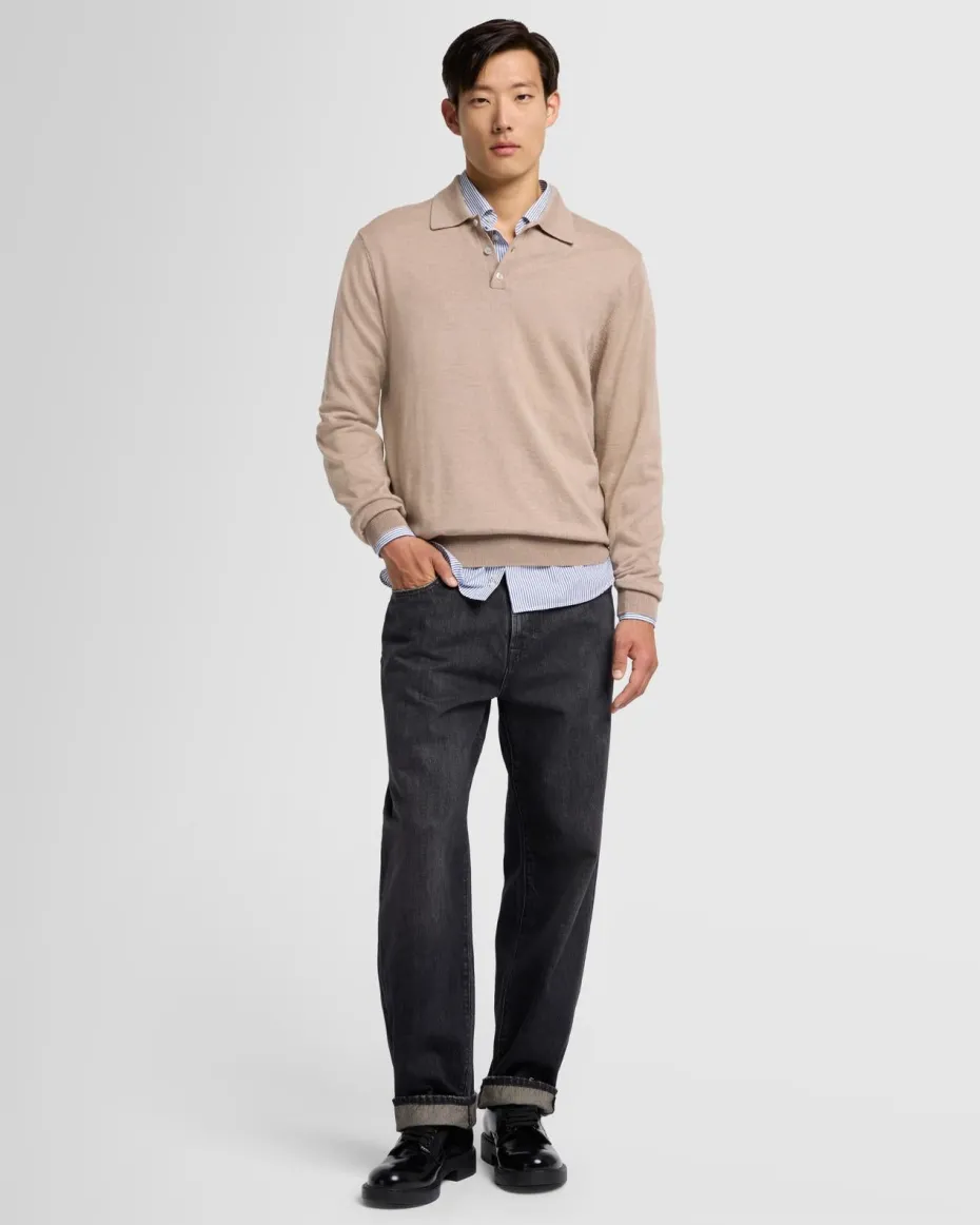 Merino Polo in Black