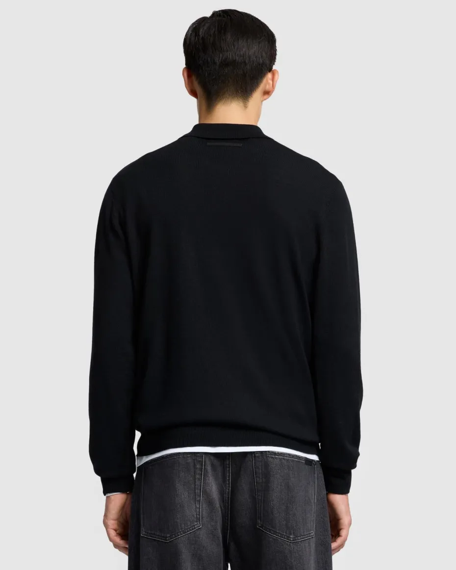 Merino Polo in Black