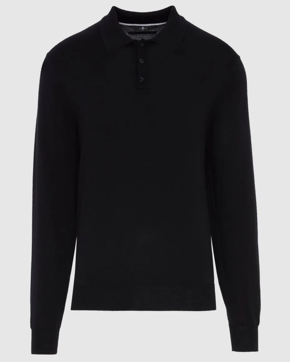 Merino Polo in Black
