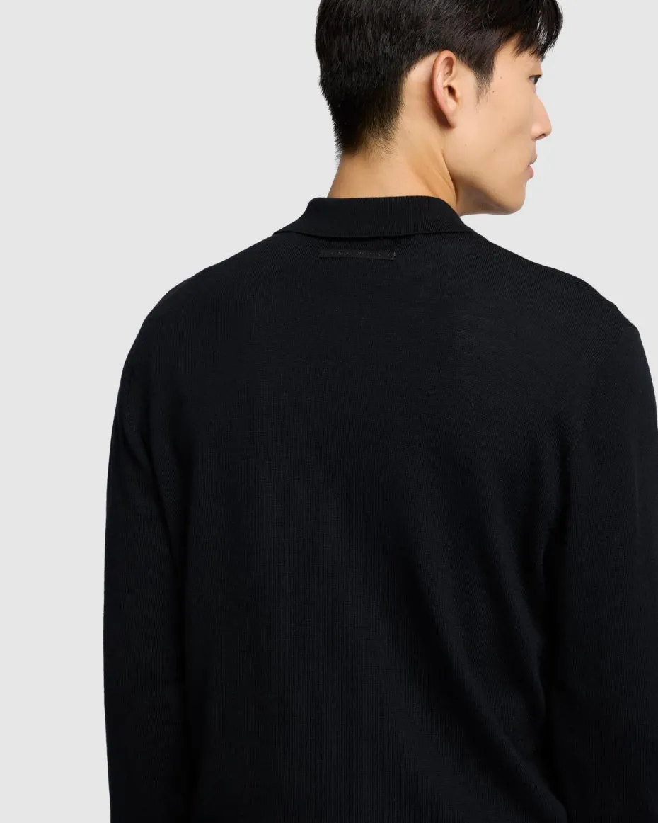 Merino Polo in Black