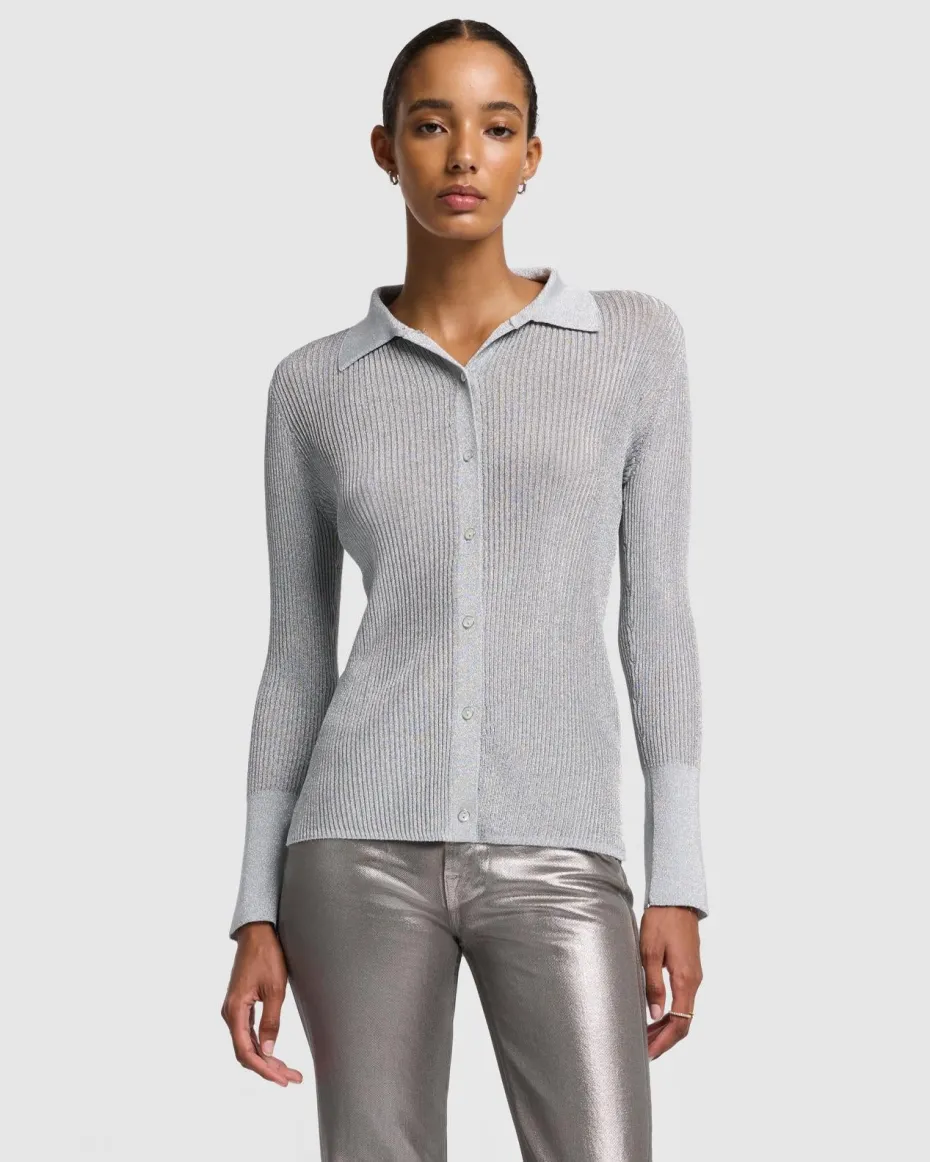 Metallic Long Sleeve Cardigan