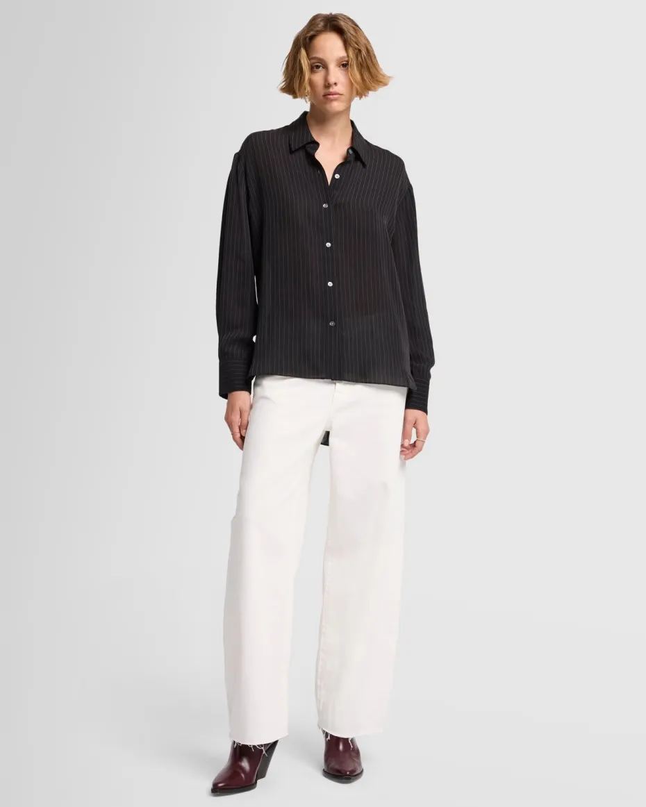 Oversized Button Up in Pinstripes