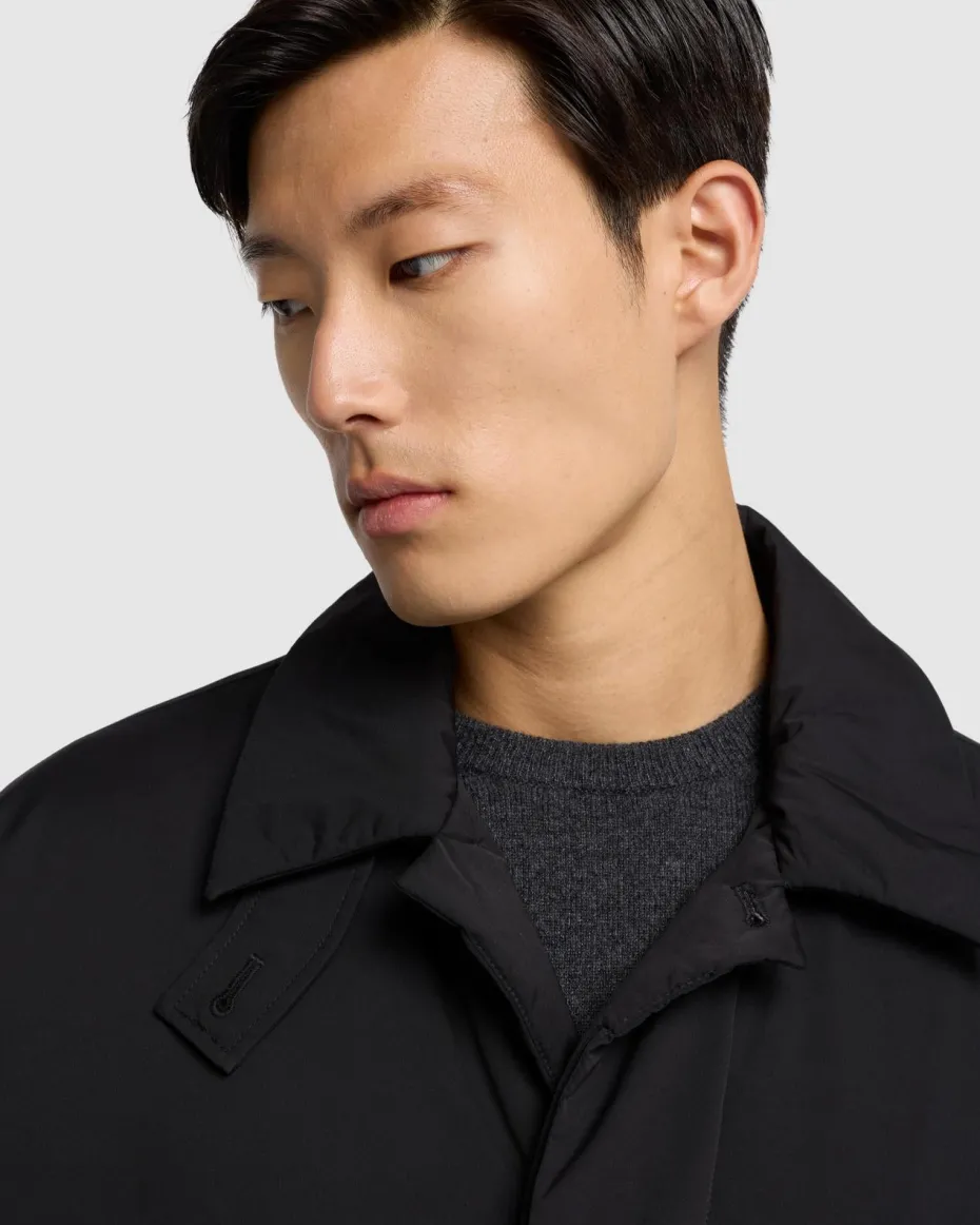 Padded Nylon Coat in Black
