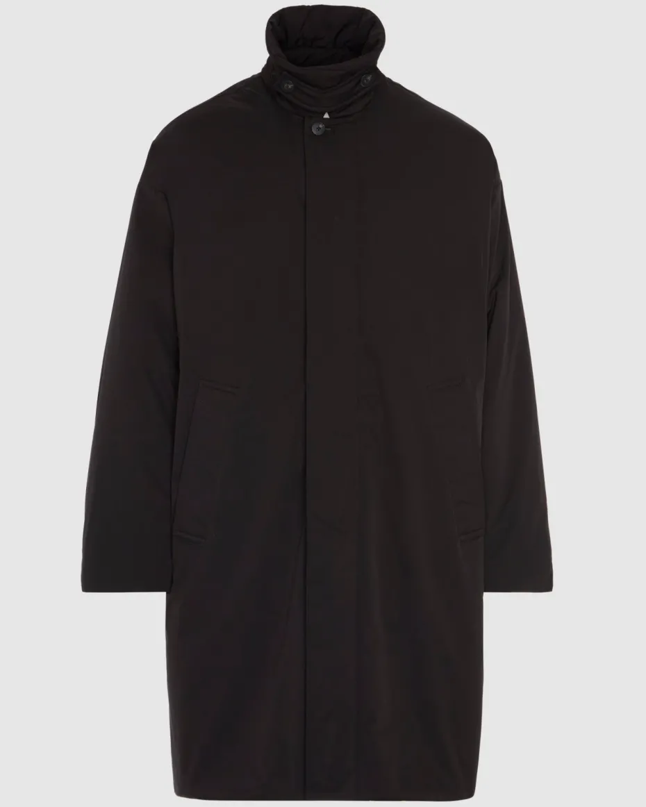 Padded Nylon Coat in Black