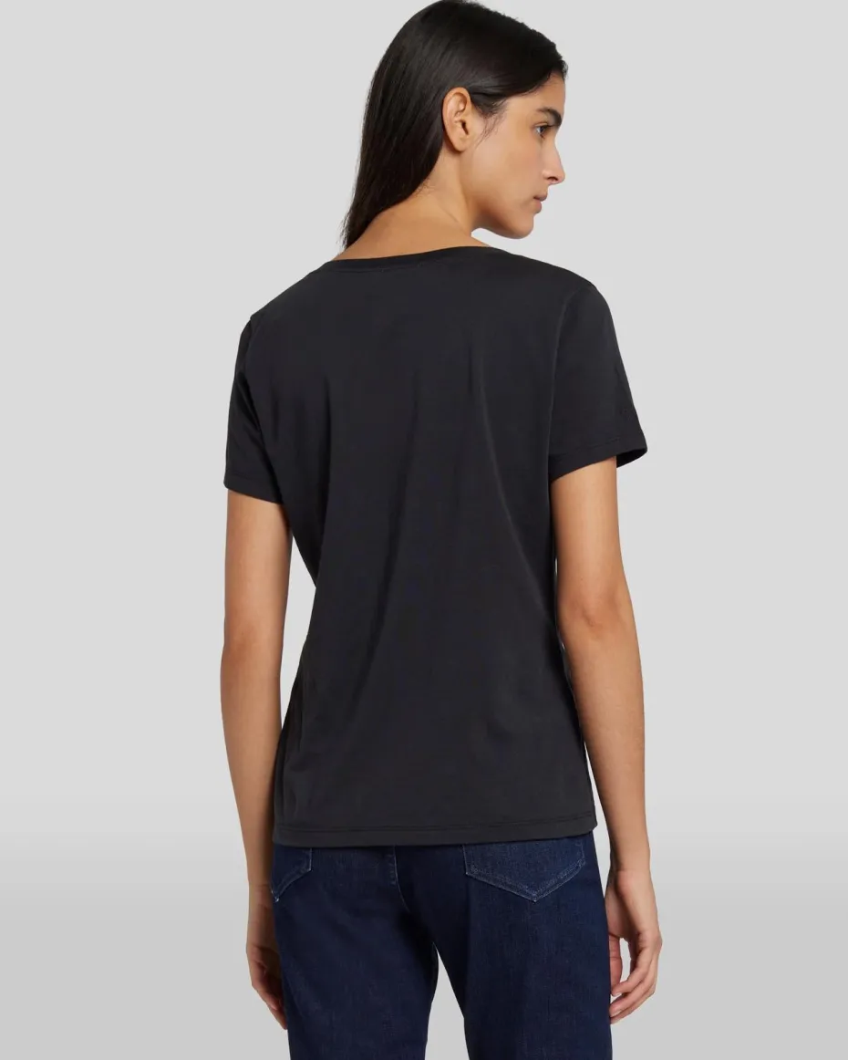 Pima Cotton Easy V-Neck Tee in Moonless Night