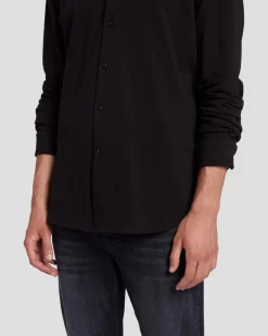 Pique Knit Button Down in Light Blue
