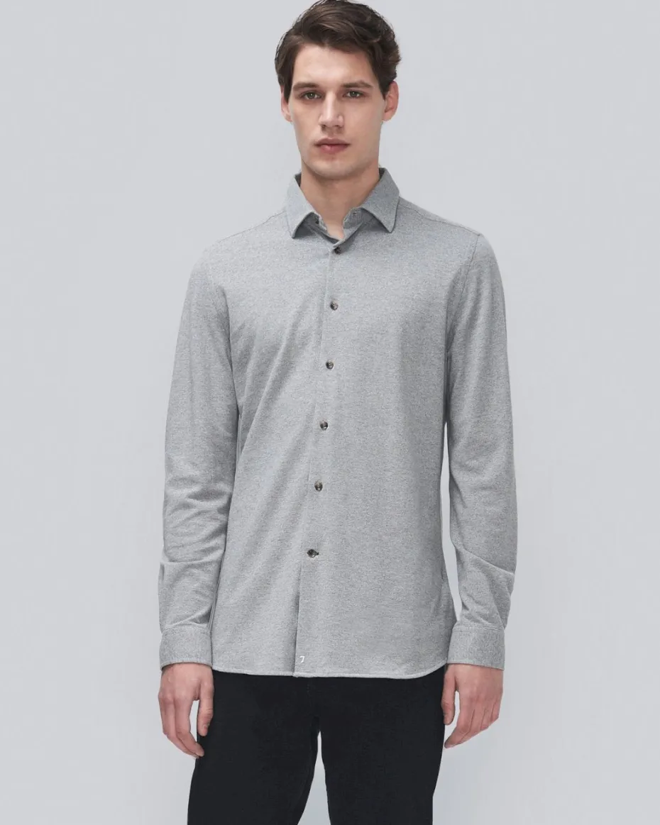 Pique Knit Button Down in Light Blue