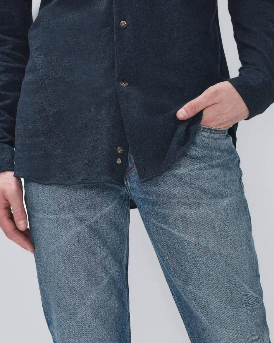 Pique Knit Button Down in Light Blue