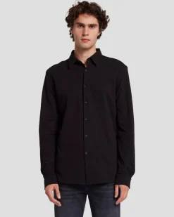 Pique Knit Button Down in Light Blue