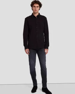 Pique Knit Button Down in Light Blue
