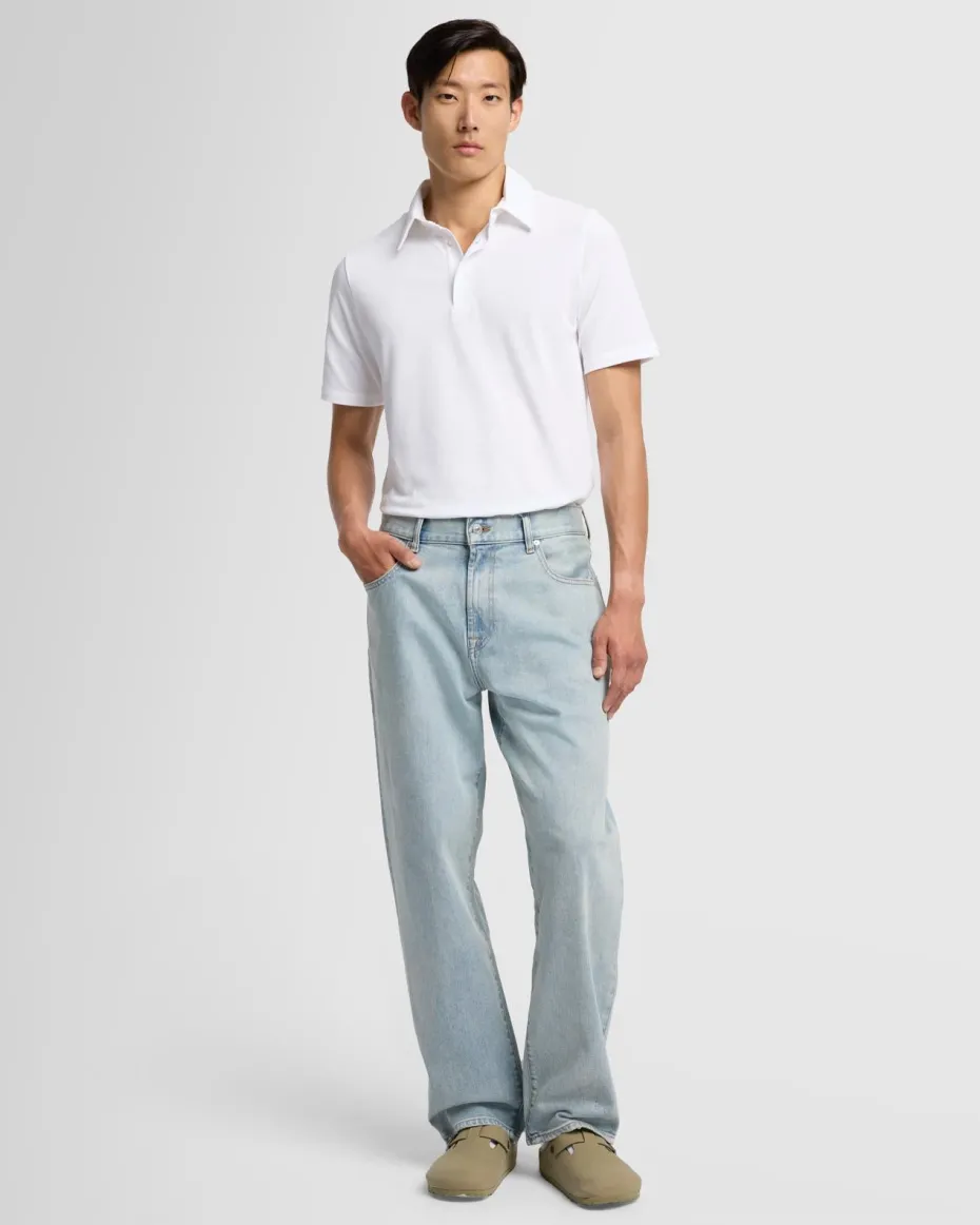 Pique Knit Polo in White