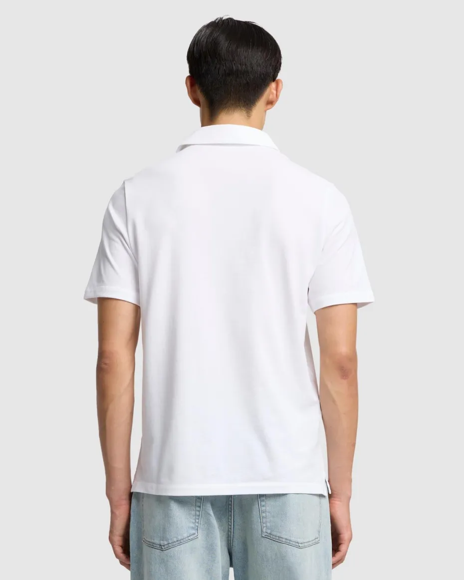 Pique Knit Polo in White