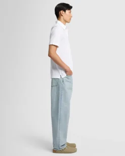 Pique Knit Polo in White