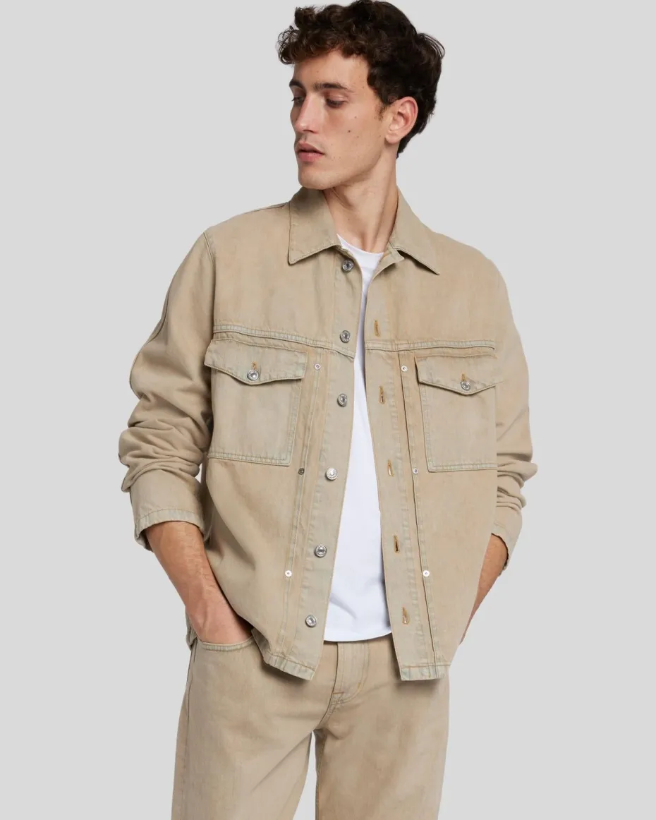 Pleated Overshirt in Earth