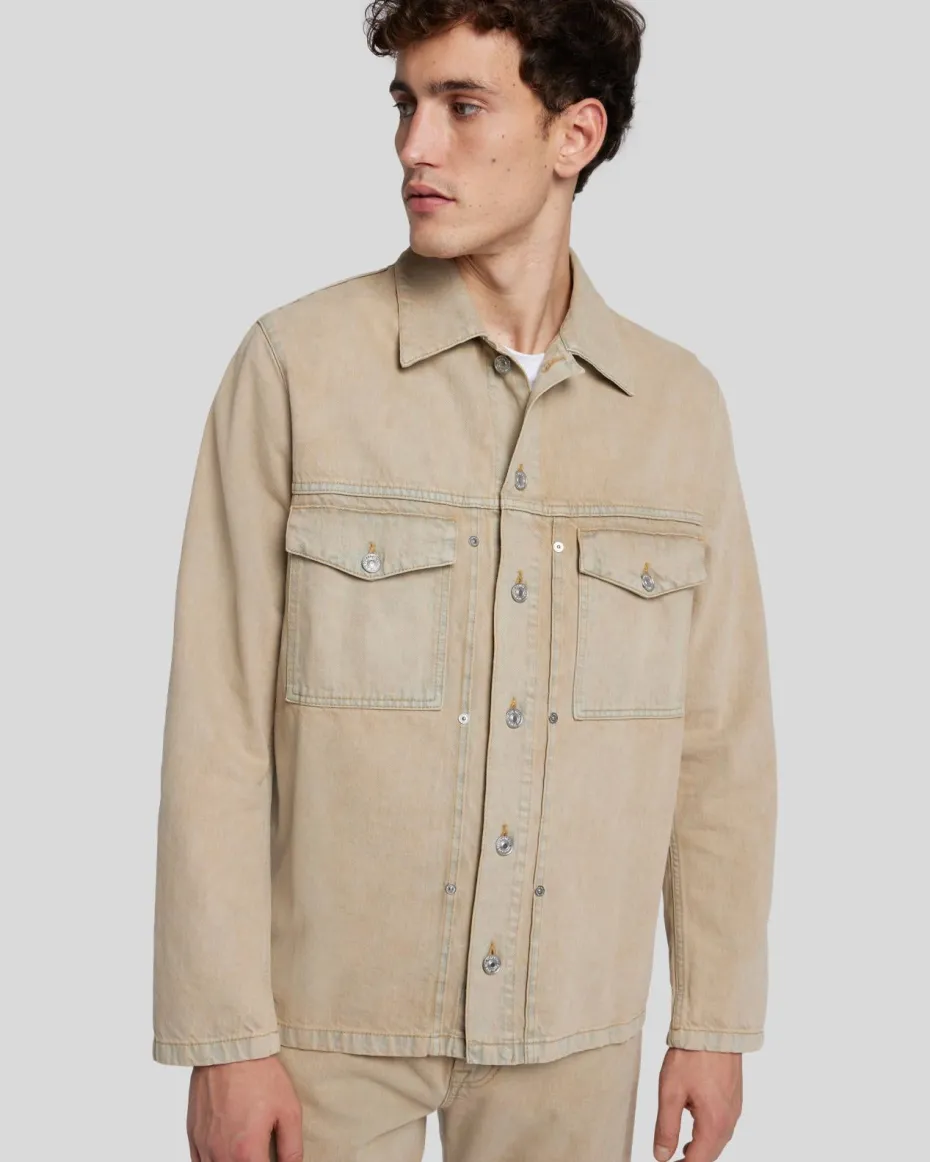 Pleated Overshirt in Earth