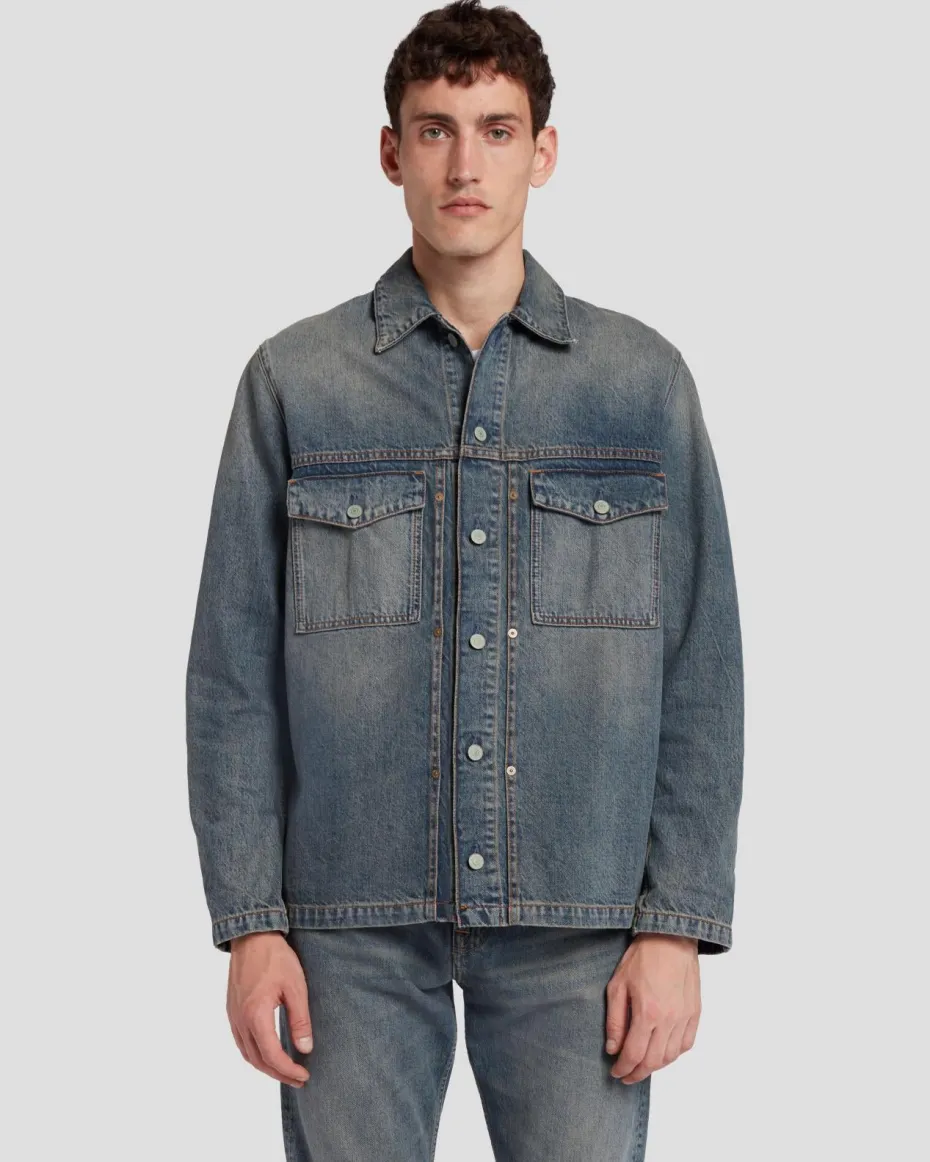 Pleated Overshirt in Earth