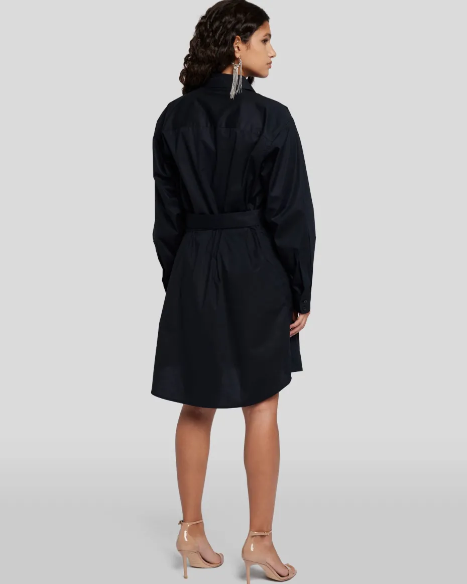 Poplin Shirt Dress in Black