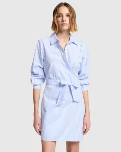 Poplin Shirt Dress in Striped