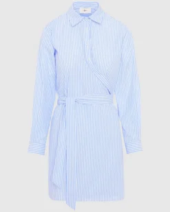 Poplin Shirt Dress in Striped
