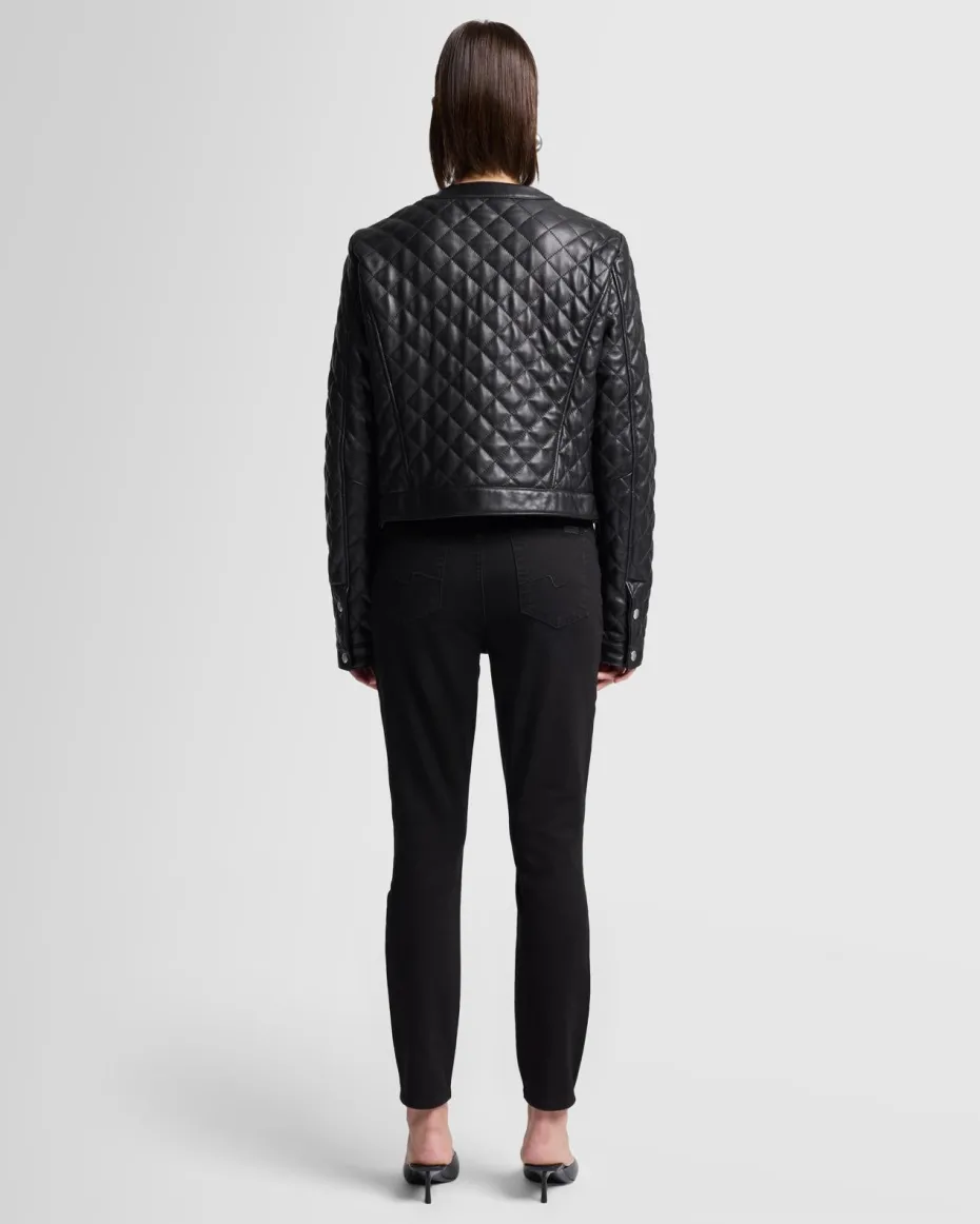 Quilted Leather Jacket in Black