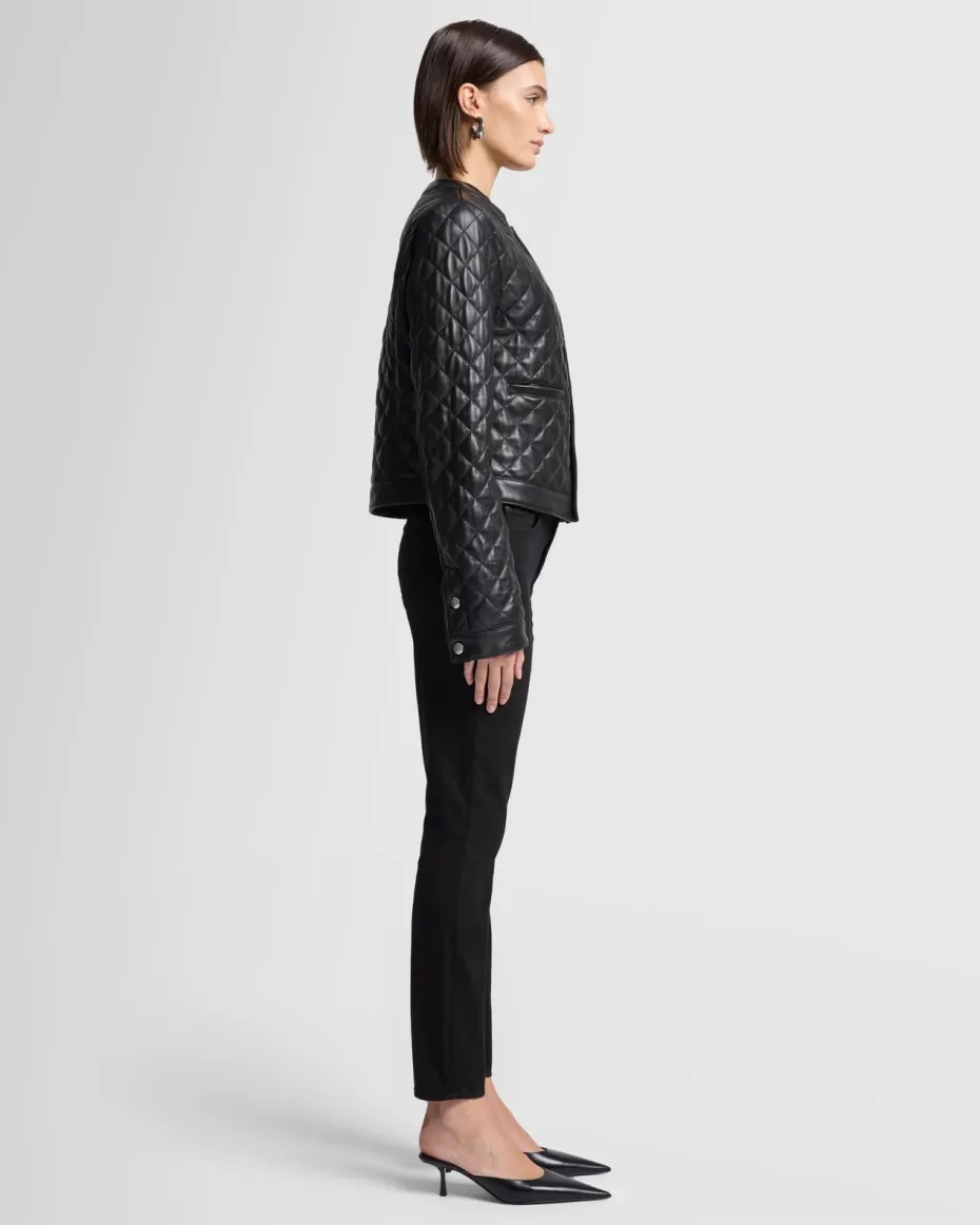 Quilted Leather Jacket in Black