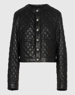Quilted Leather Jacket in Black